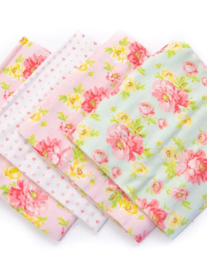 4 PK Rolled Blankets - Heart & Rose