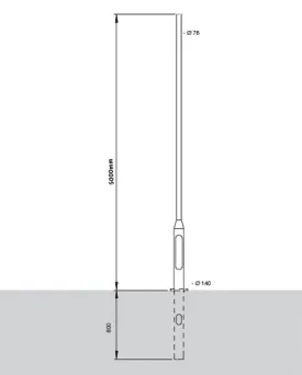 5 Meter Tubular Steel Rooted Column