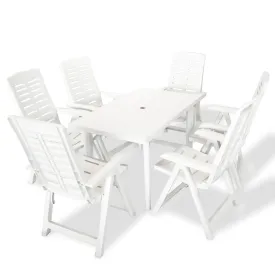 7 Piece Outdoor Dining Set Plastic White