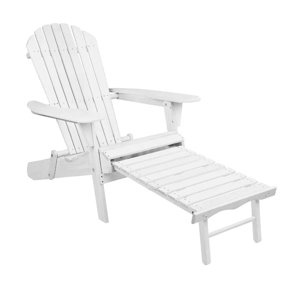 Adirondack Outdoor Chairs Wooden Foldable Sun Lounge Patio Furniture White