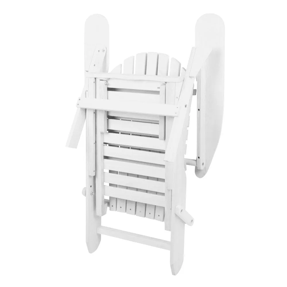 Adirondack Outdoor Chairs Wooden Foldable Sun Lounge Patio Furniture White