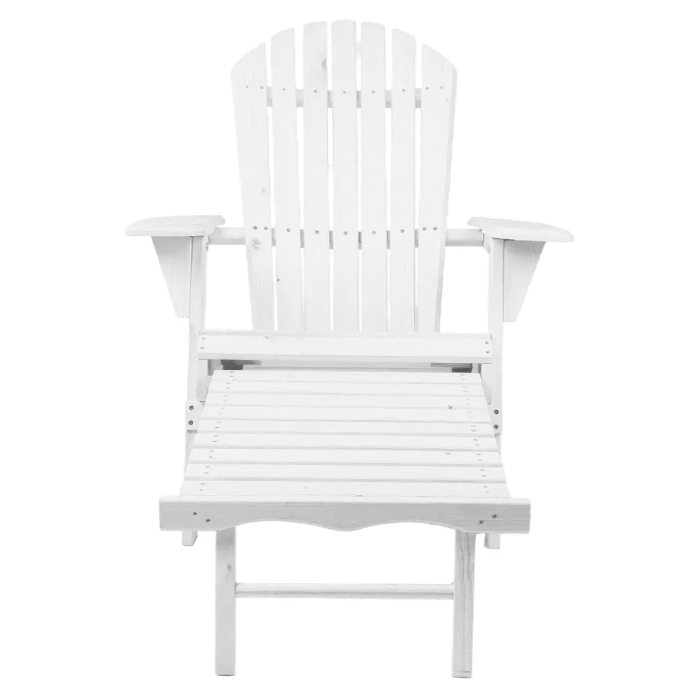 Adirondack Outdoor Chairs Wooden Foldable Sun Lounge Patio Furniture White