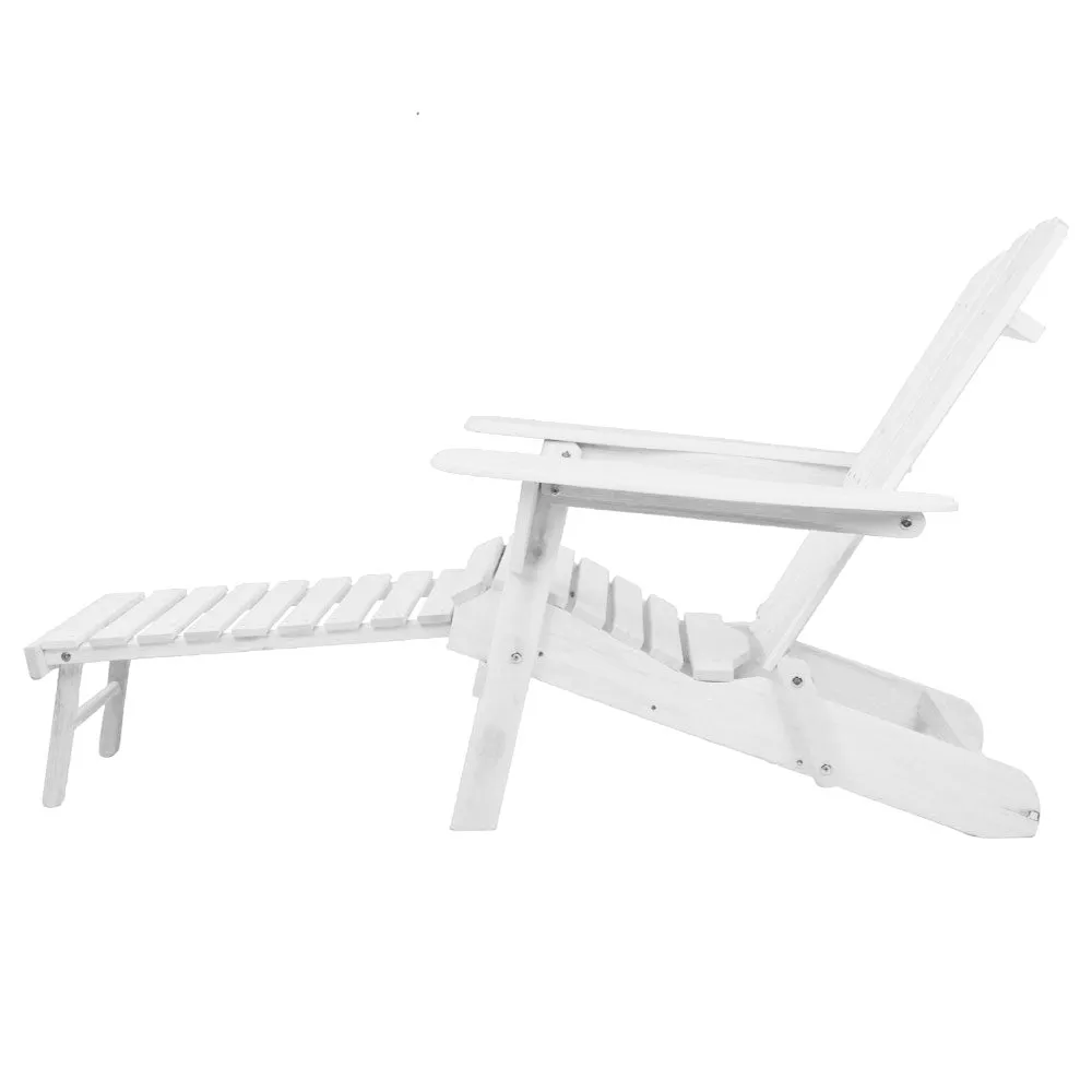 Adirondack Outdoor Chairs Wooden Foldable Sun Lounge Patio Furniture White