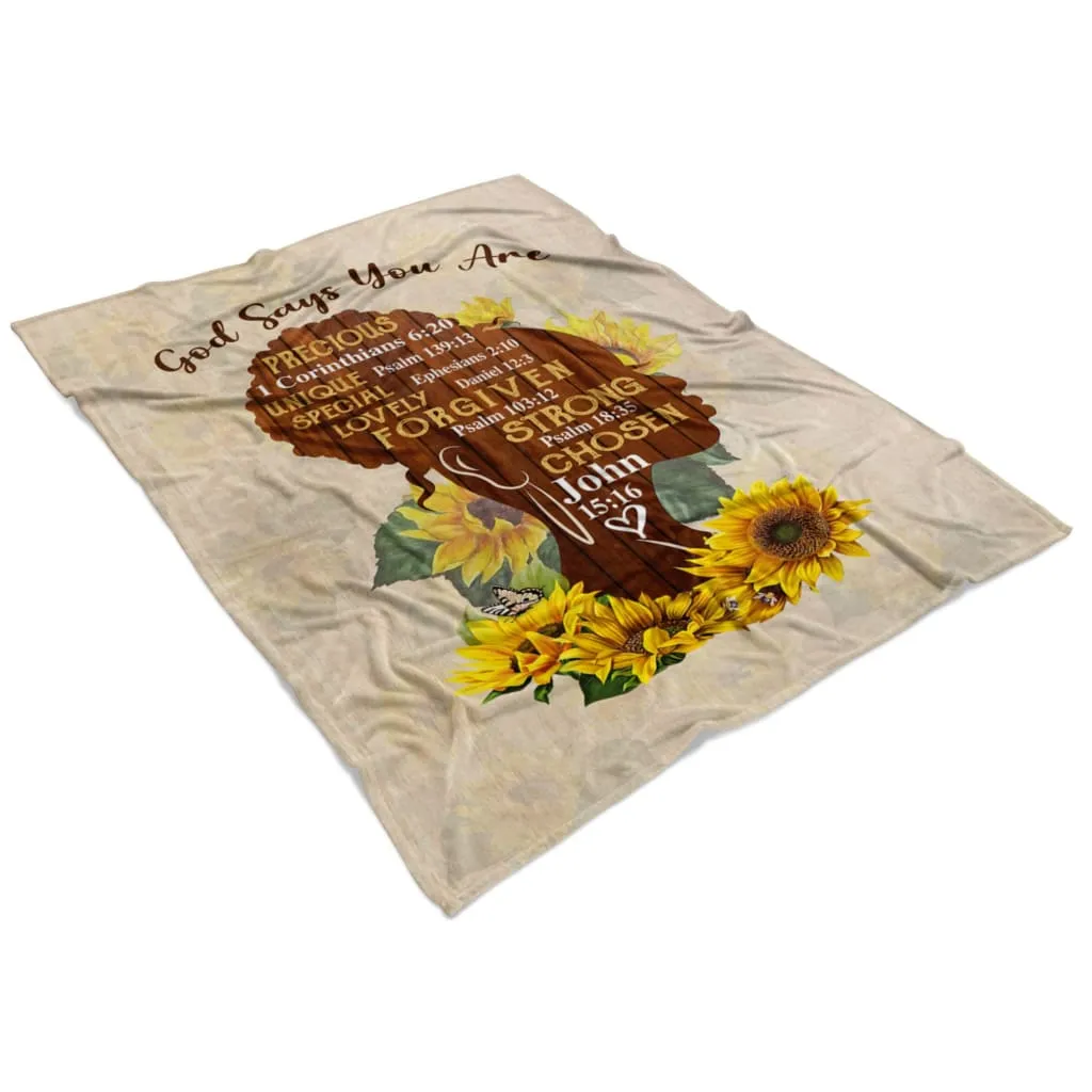 African American God Says You Are Fleece Blanket - Christian Blanket - Bible Verse Blanket