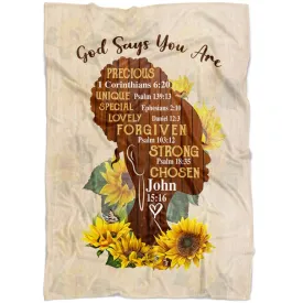 African American God Says You Are Fleece Blanket - Christian Blanket - Bible Verse Blanket