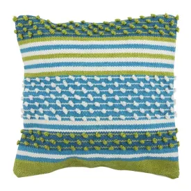 Aqua and Green Striipe Square Indoor/Outdoor Pillow