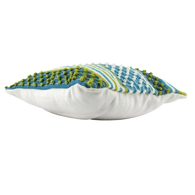 Aqua and Green Striipe Square Indoor/Outdoor Pillow