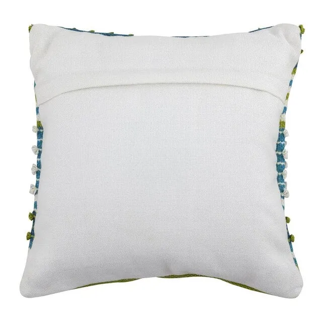 Aqua and Green Striipe Square Indoor/Outdoor Pillow