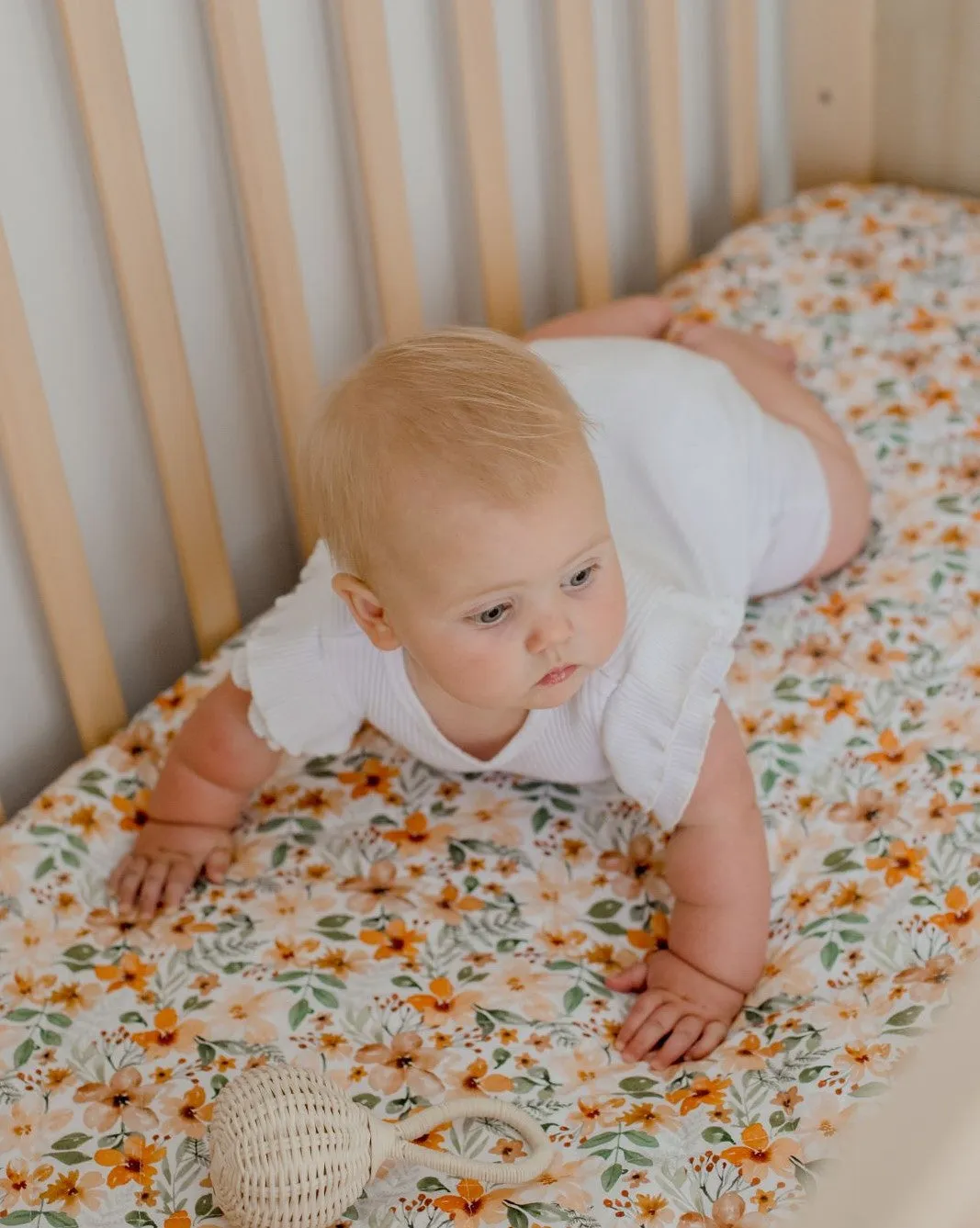 Bambella Designs 2-in-1 Waterproof Cot Sheet & Mattress Protector | Bloom