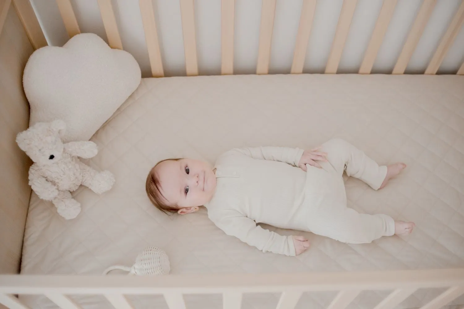 Bambella Designs 2-in-1 Waterproof Cot Sheet & Mattress Protector | Oat