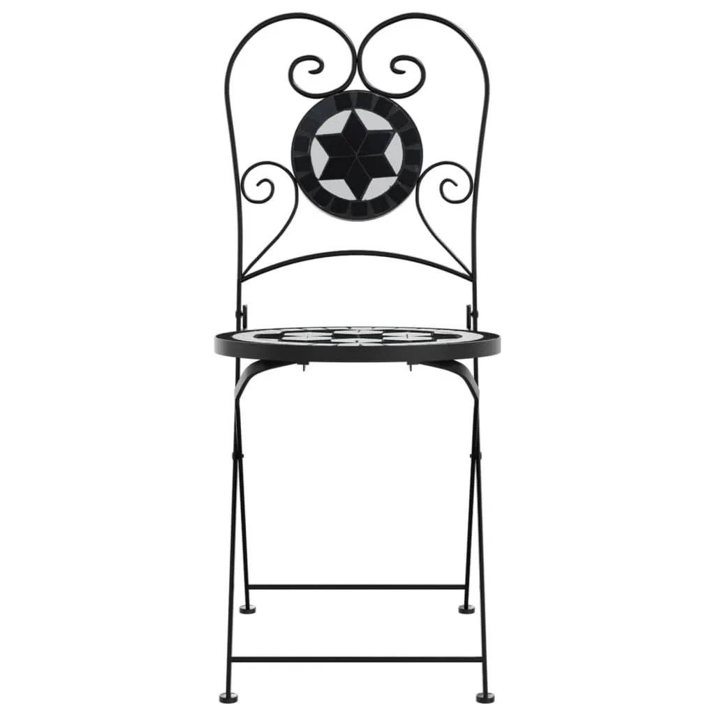 Bistro Chairs Foldable 2 pcs Black and White Ceramic