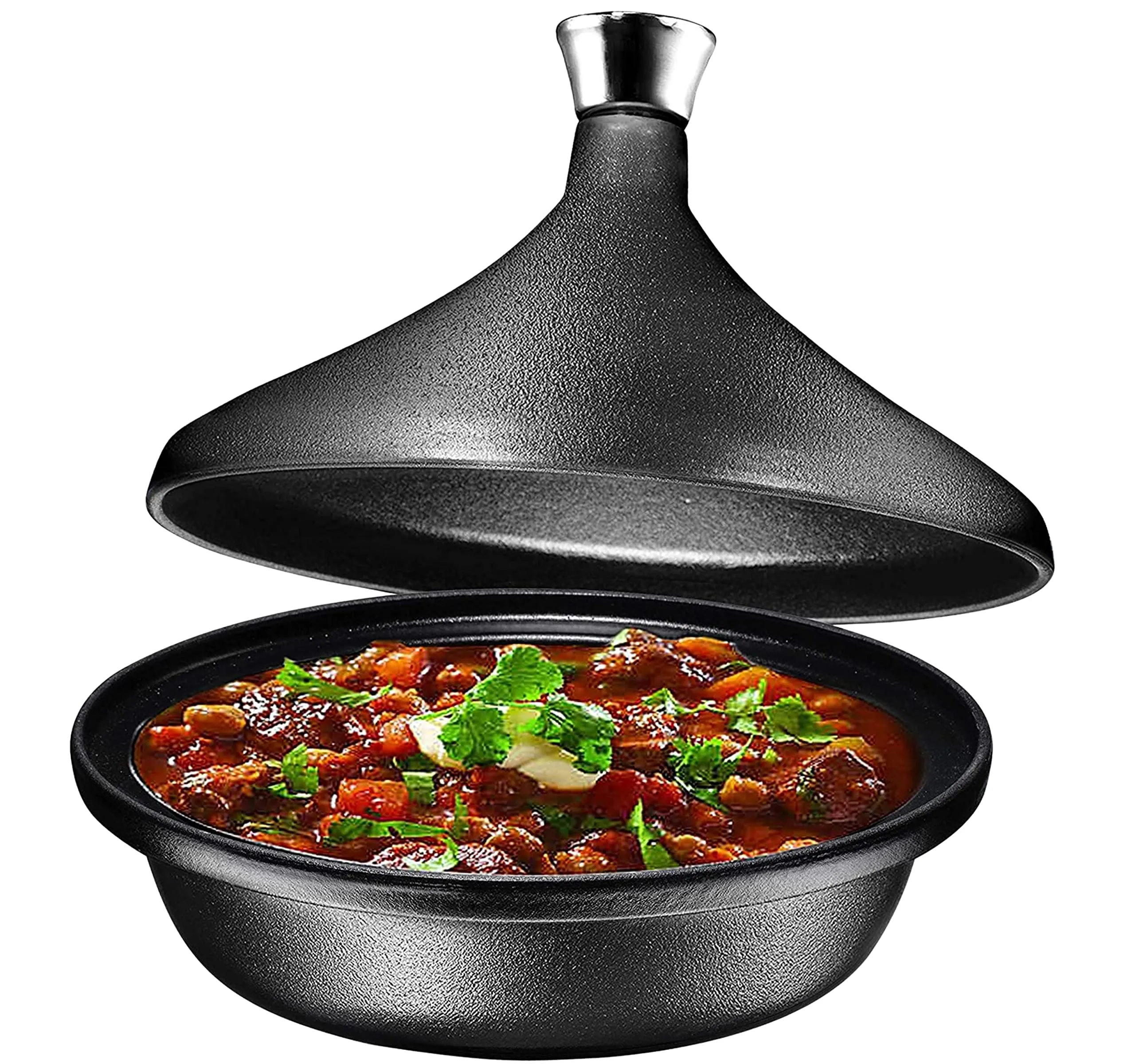 Cast Iron Pre-Seasoned Tagine Pot W/Cast Iron Lid, 4 Quart, Stove Safe Dish, For Different