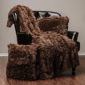 Chocolate Fur Throw and Pillow Set