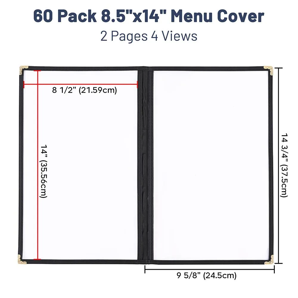 Clear Menu Covers 60ct/pk 8.5x14 2-Page 4-View