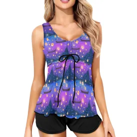 Disney Tangled Rapunzel Floating Lanterns Two Piece Tankini Women's Swimsuit