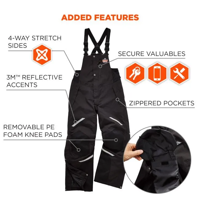 Ergodyne N-Ferno 6471 Heavy-Duty 500D Nylon Shell Overall Insulated Bib - Black