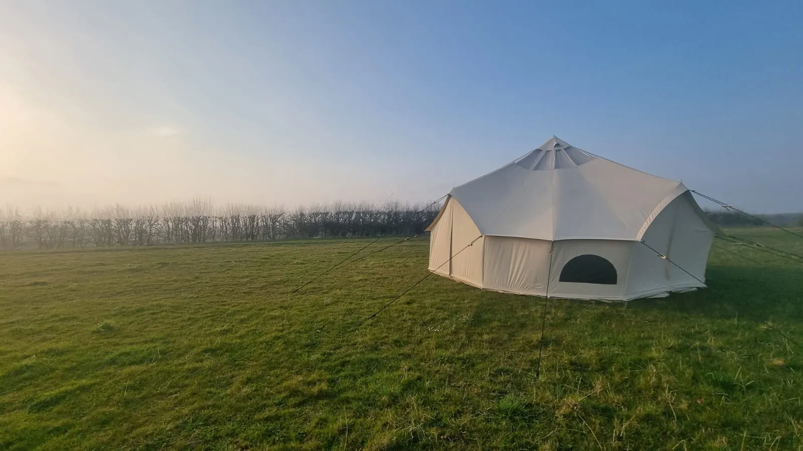 Grade C - BTV 6 Skylight - 6m (Half PVC Light Roof) XL (1.2m High Walls) Water Resistant Cotton Canvas Bell Tent with Stove Hole