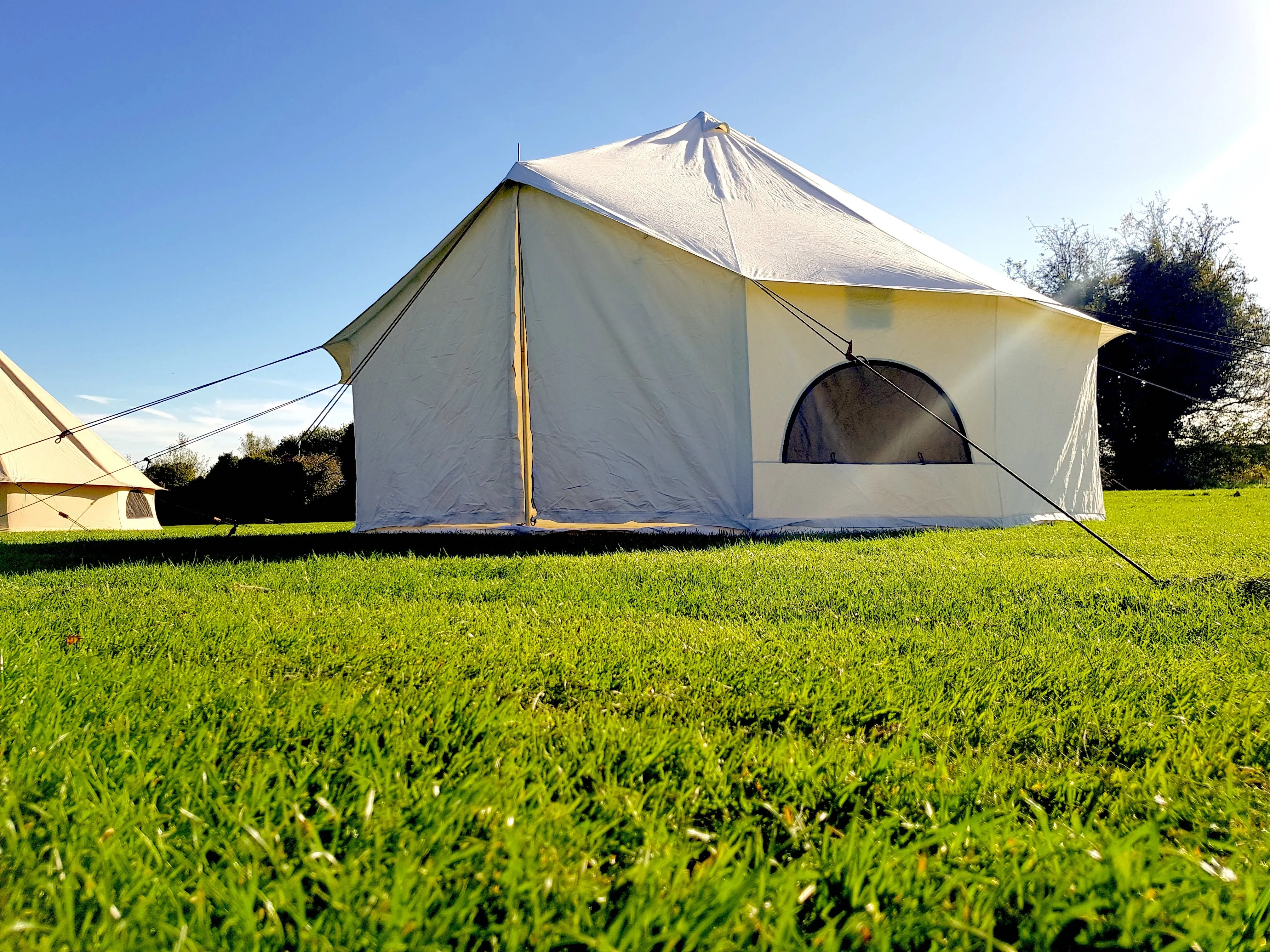 Grade C - BTV 6 Skylight - 6m (Half PVC Light Roof) XL (1.2m High Walls) Water Resistant Cotton Canvas Bell Tent with Stove Hole