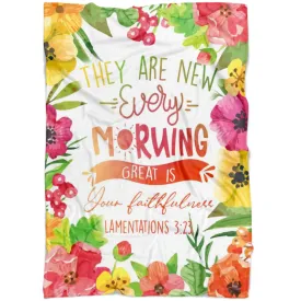 Great Is Your Faithfulness Lamentations 323 Fleece Blanket - Christian Blanket - Bible Verse Blanket