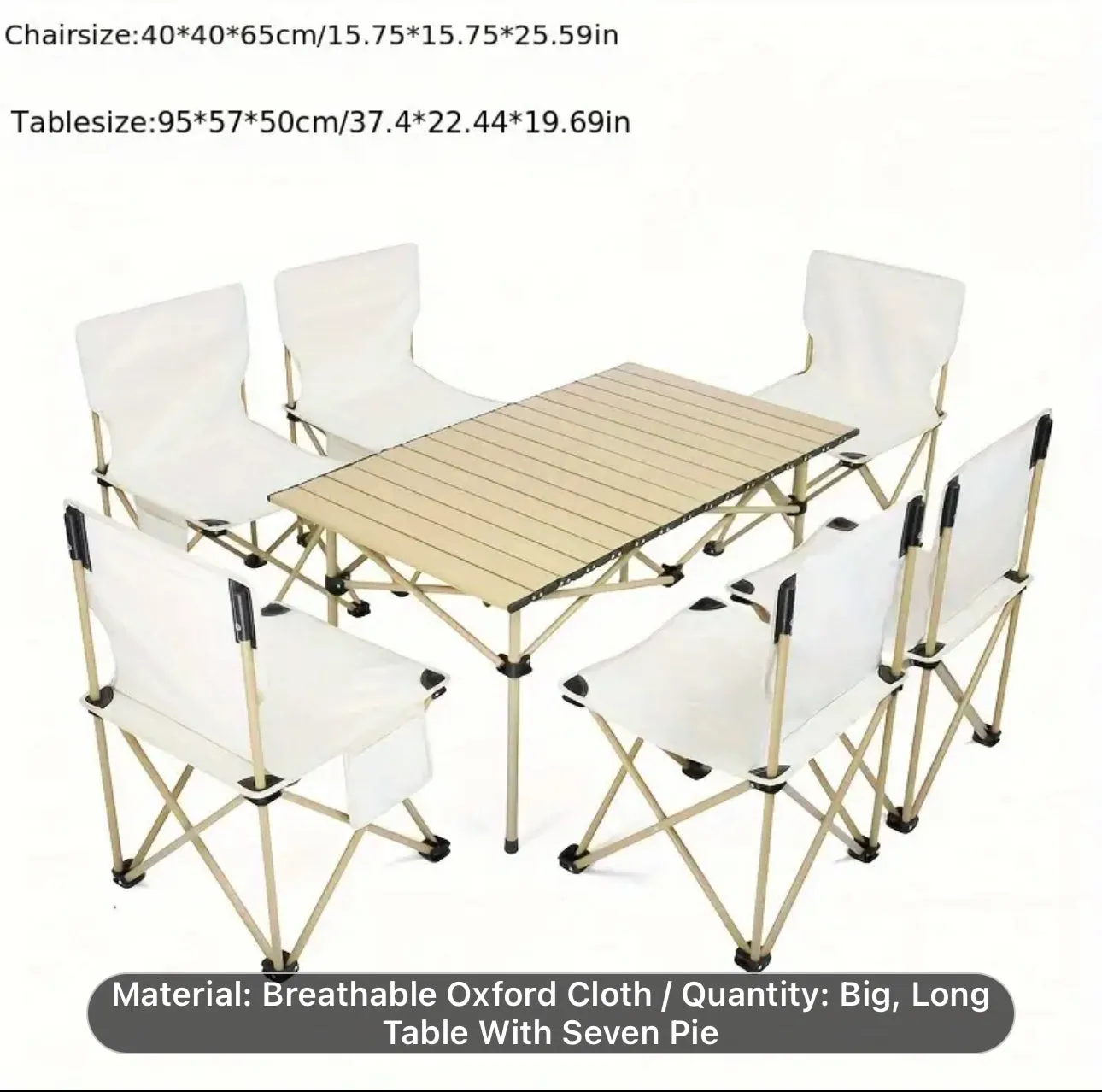 Heavy Duty Portable Foldable Table & Chair Set For Outdoors, Indoors, Patio Furniture, Picnic, Camping, Fishing, EggRoll Table, Travel Set, Seats 6