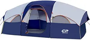 ITEM# 0056   Tent-8-Person-Camping-Tents, Waterproof Windproof Family Tent, 5 Large Mesh Windows, Double Layer, Divided Curtain for Separated Room, Portable with Carry Bag (Watch Video)