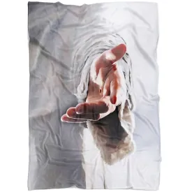 Jesus Holding His Hand Out Fleece Blanket - Christian Blanket - Bible Verse Blanket