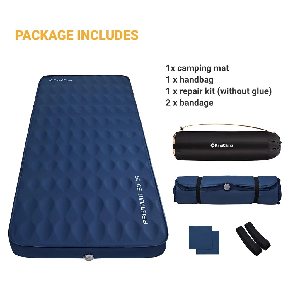 KingCamp Navy Single 3D 3" Thick Self-Inflating Sleeping Mattress