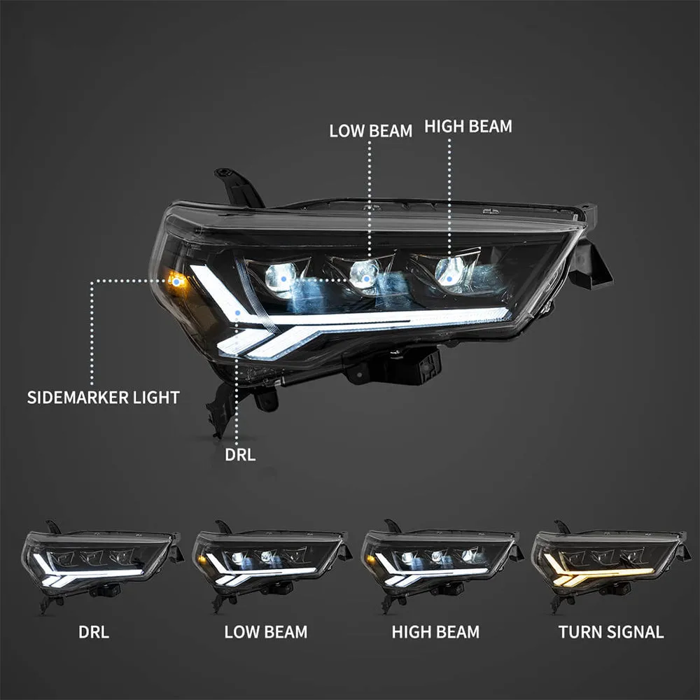 LED Headlight Assembly Matrix Projector Black For 2014-2022 Toyota 4Runner 5th Gen (N280)