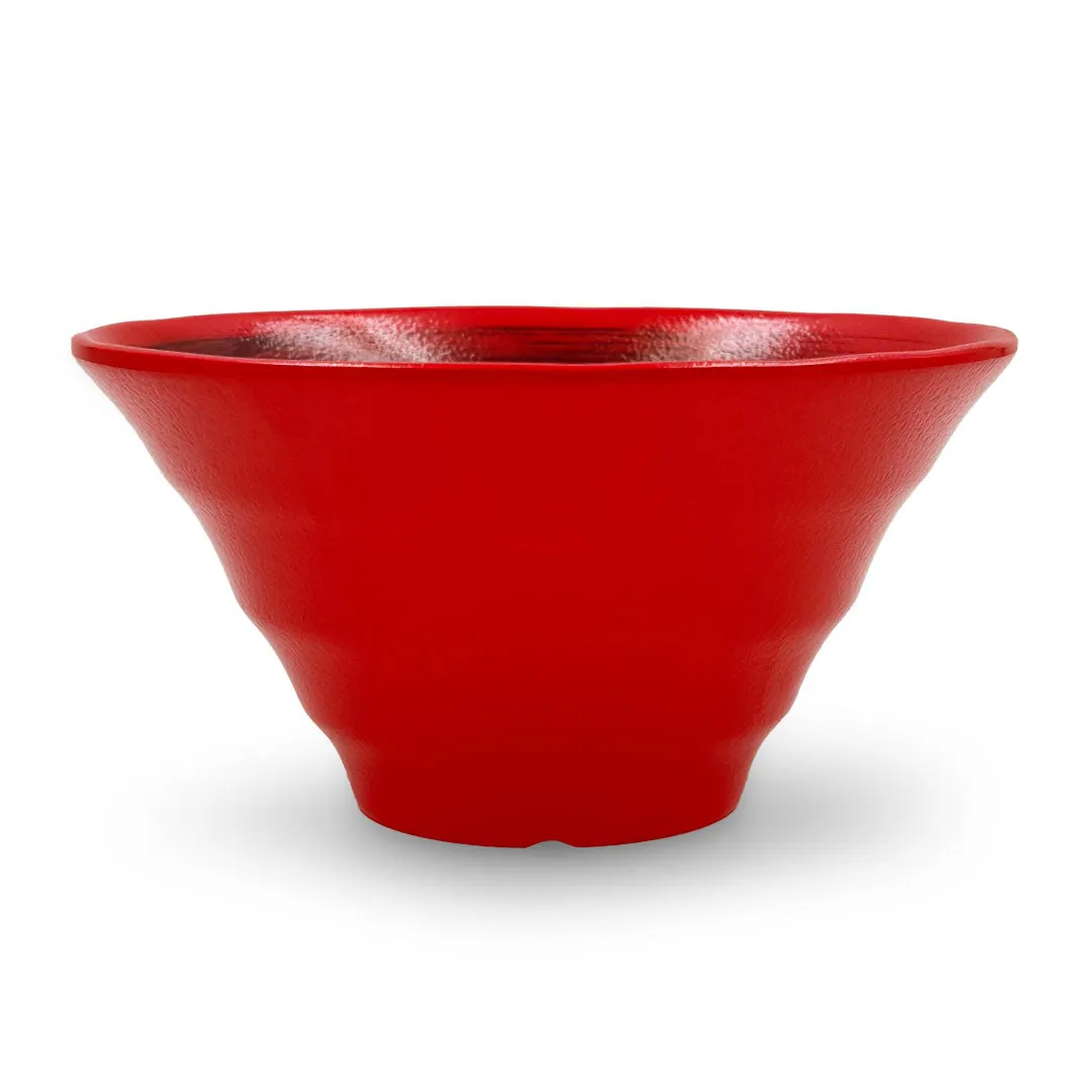 Melamine Red Grainy Noodle Bowl 40 fl oz / 7.4" dia with Black Brushstroke