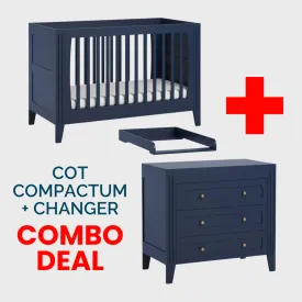 Milenne Indigo Cot, Compactum & Changer Bundle