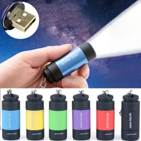 Mini USB Rechargeable LED Flashlight Keychain  Waterproof Pocket Light