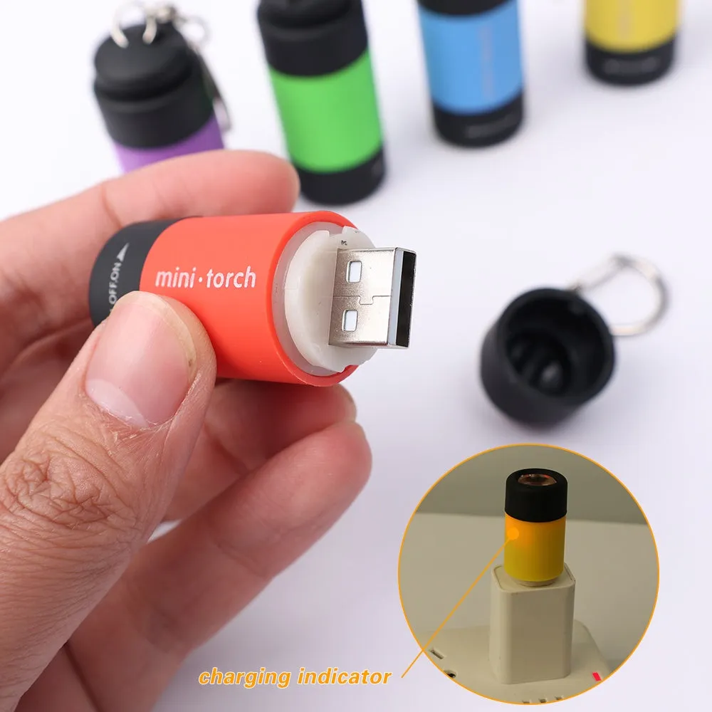 Mini USB Rechargeable LED Flashlight Keychain  Waterproof Pocket Light