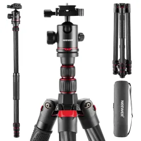 NEEWER N55CR 80.7” Carbon Fiber Tripod with 2 Section Center Axes