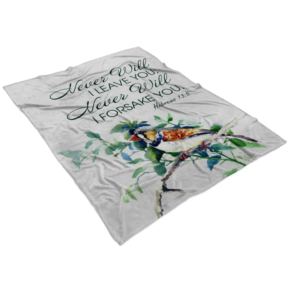 Never Will I Leave You Never Will I Forsake You Hebrews 135 Fleece Blanket - Christian Blanket - Bible Verse Blanket