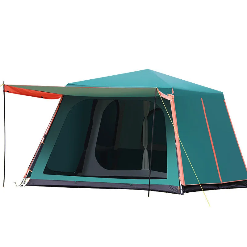 Outdoor Fully Automatic Aluminum Pole 3-4-5-8 People Double-layer Thickening Rainstorm Field Camping Big Tent