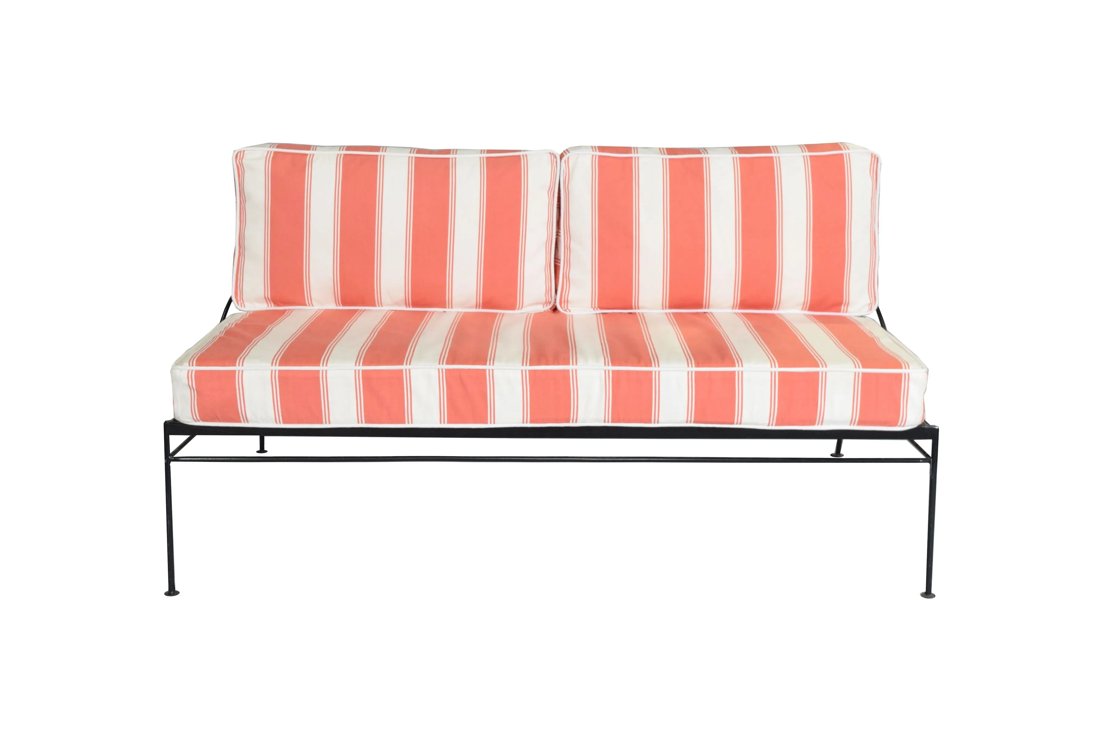 Palm Springs Gunmetal Sofa - Coral & Cream Stripe Cushions