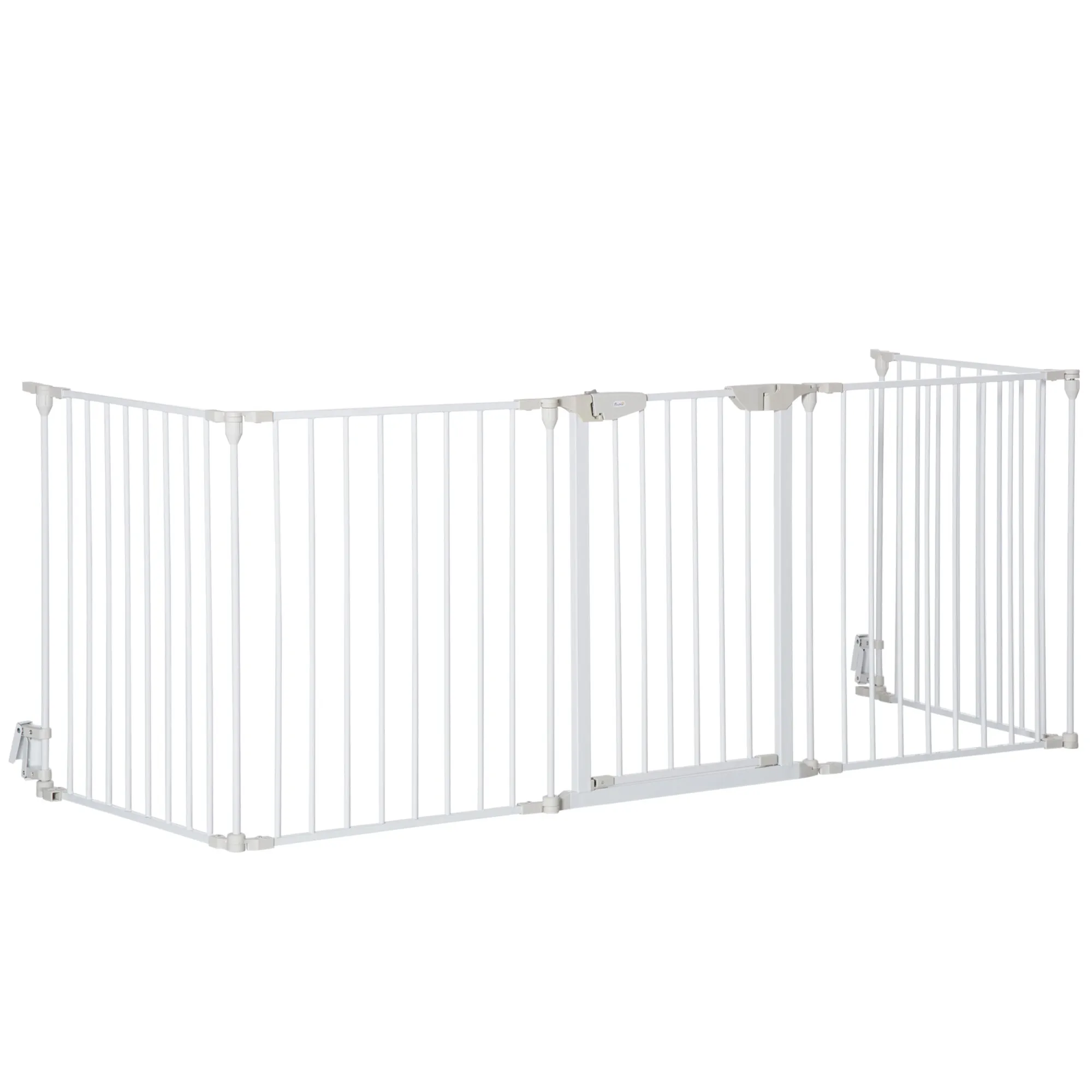 Pet Safety Gate 5-Panel Playpen Fireplace Christmas Tree Metal Fence Stair Barrier Room Divider Walk Through Door Automatically Close Lock