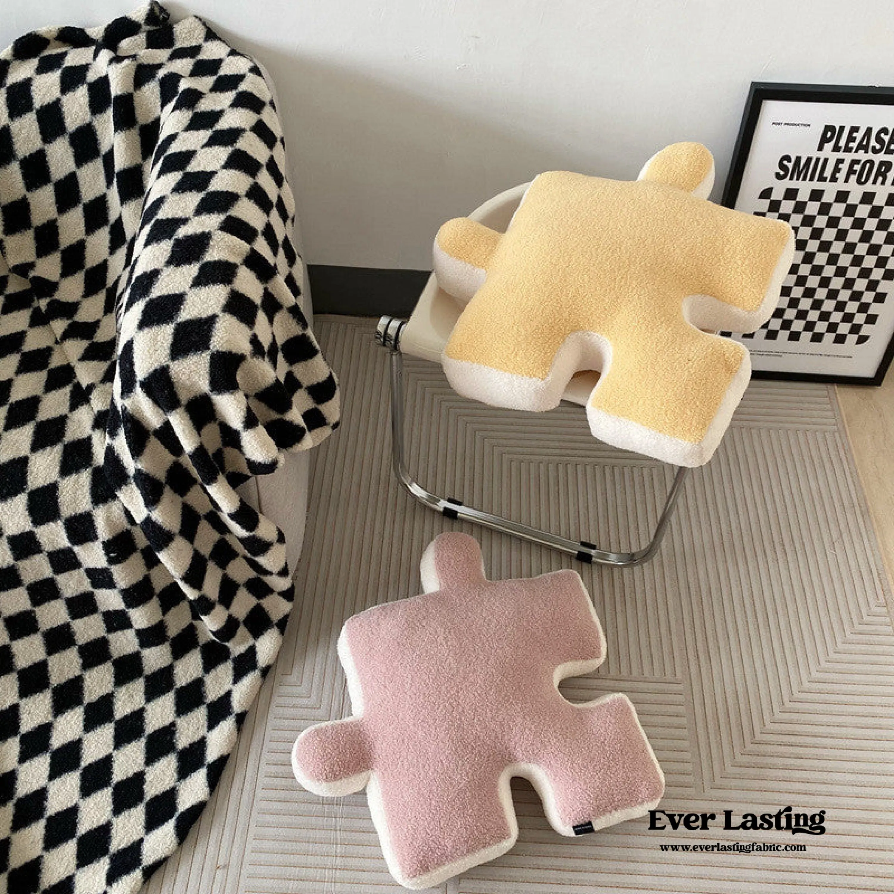 Plush Puzzle Pillow Floor Cushion / Black