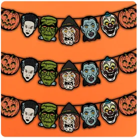 Retro Inspired Vacuform Plastic Mask Halloween Character Banner