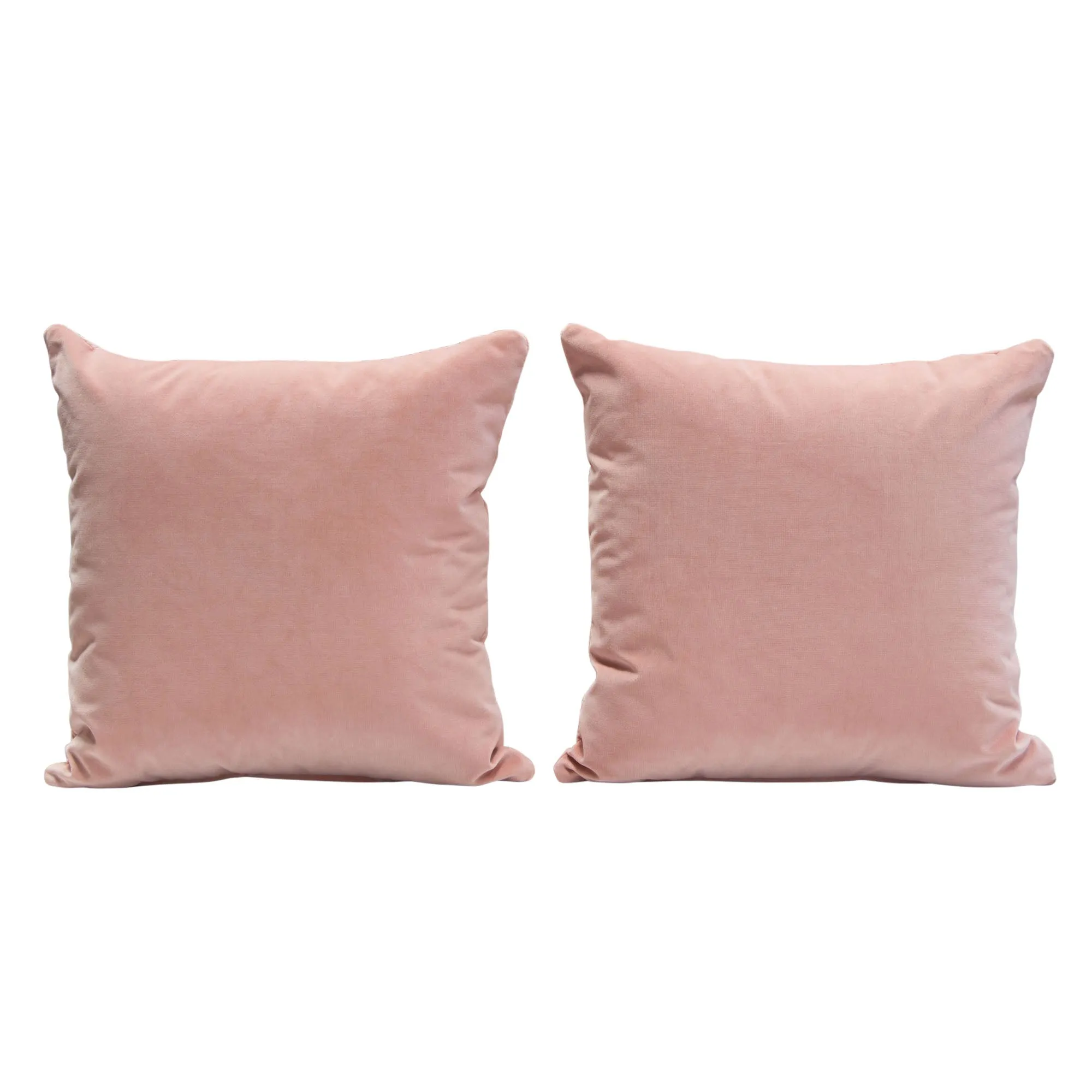 Set of (2) 16" Square Accent Pillows in Blush Pink Velvet by Diamond Sofa