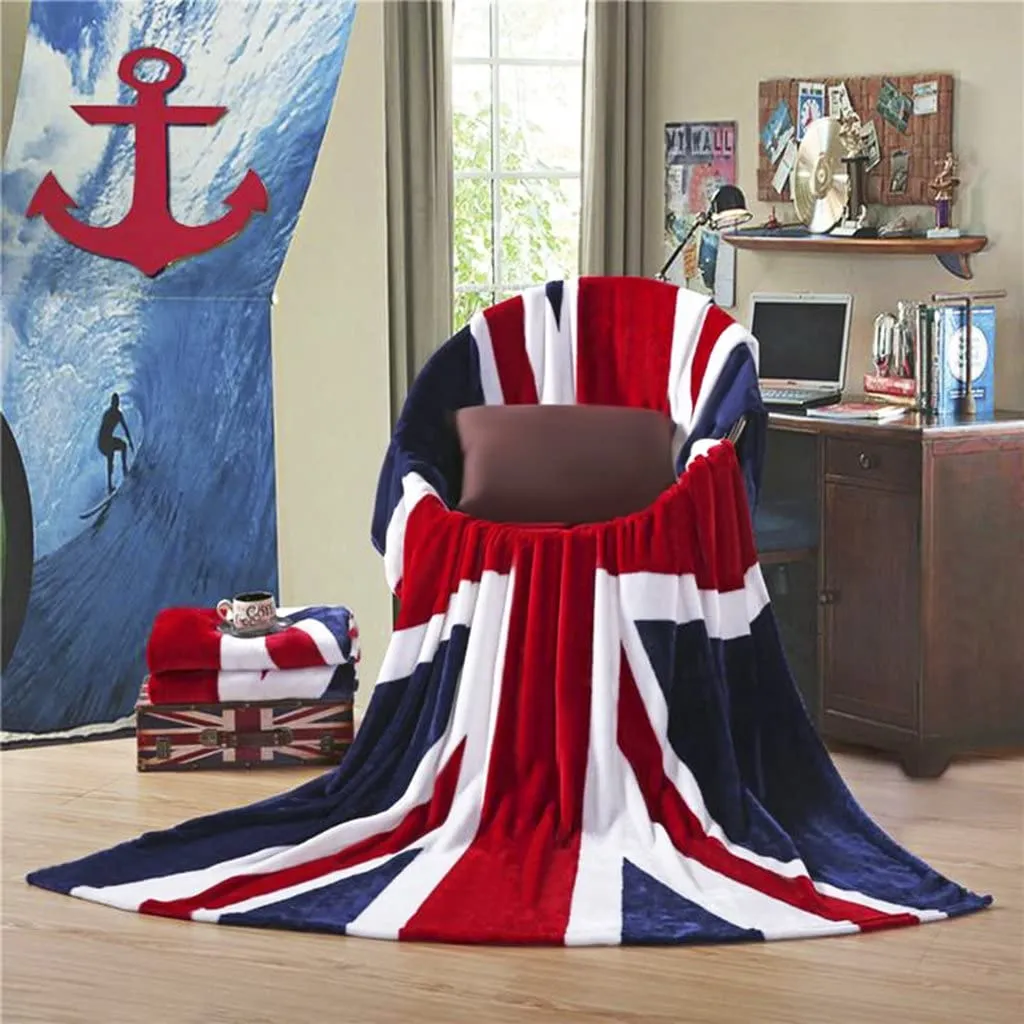 Super Soft British Flag Bed Blanket  Warm 59x79 Inches