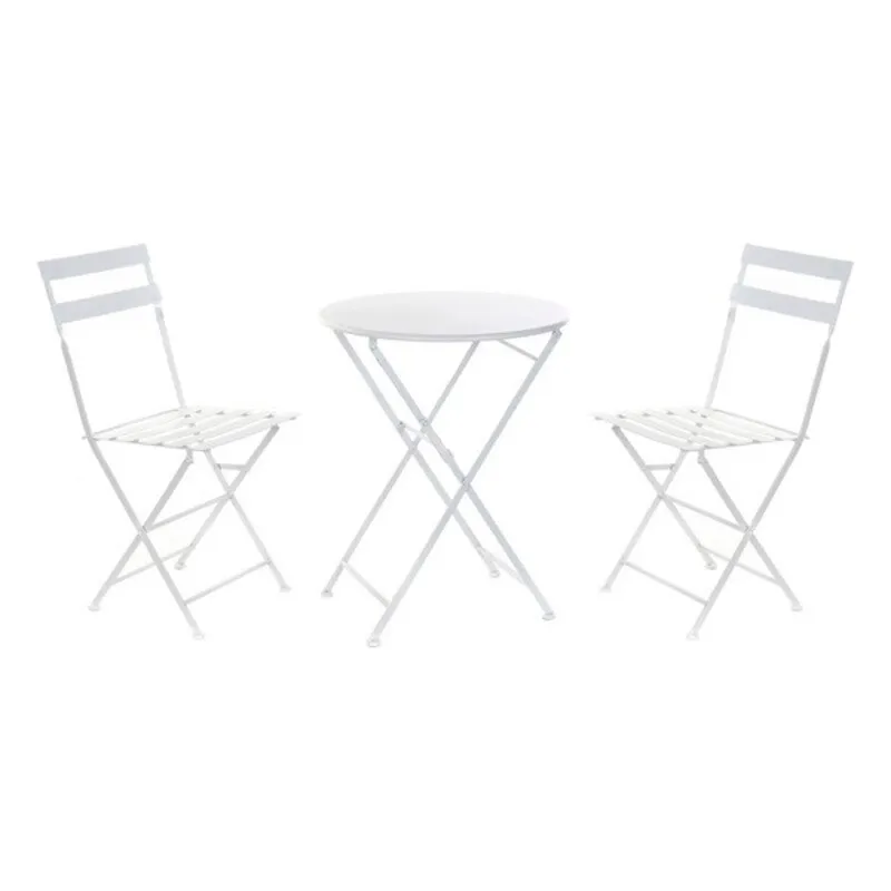 Table set with 2 chairs DKD Home Decor White 80 cm 60 x 60 x 70 cm (3 pcs)