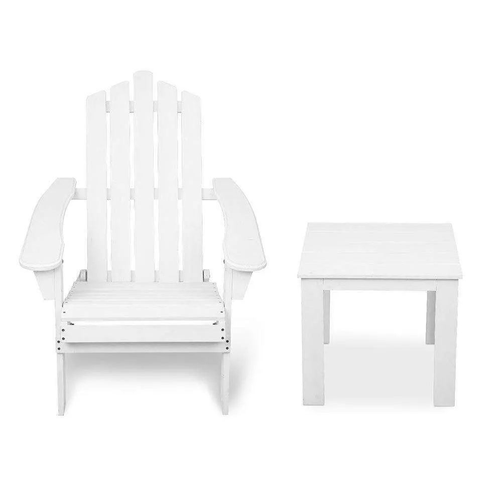 White Foldable  Deck Chair & Side Table