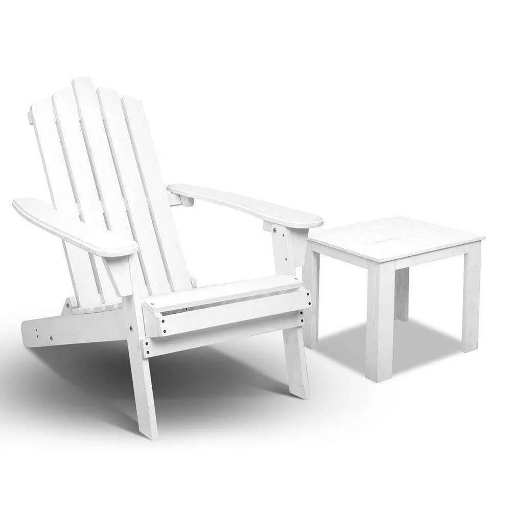 White Foldable  Deck Chair & Side Table